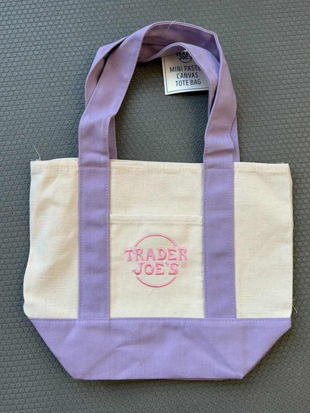 BNWT Trader Joe's mini tote, pastel PURPLE